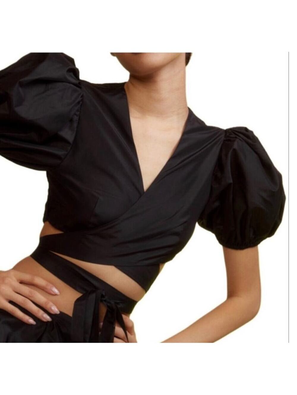 Cynthia Rowley Tafetta Smocked Tie Top